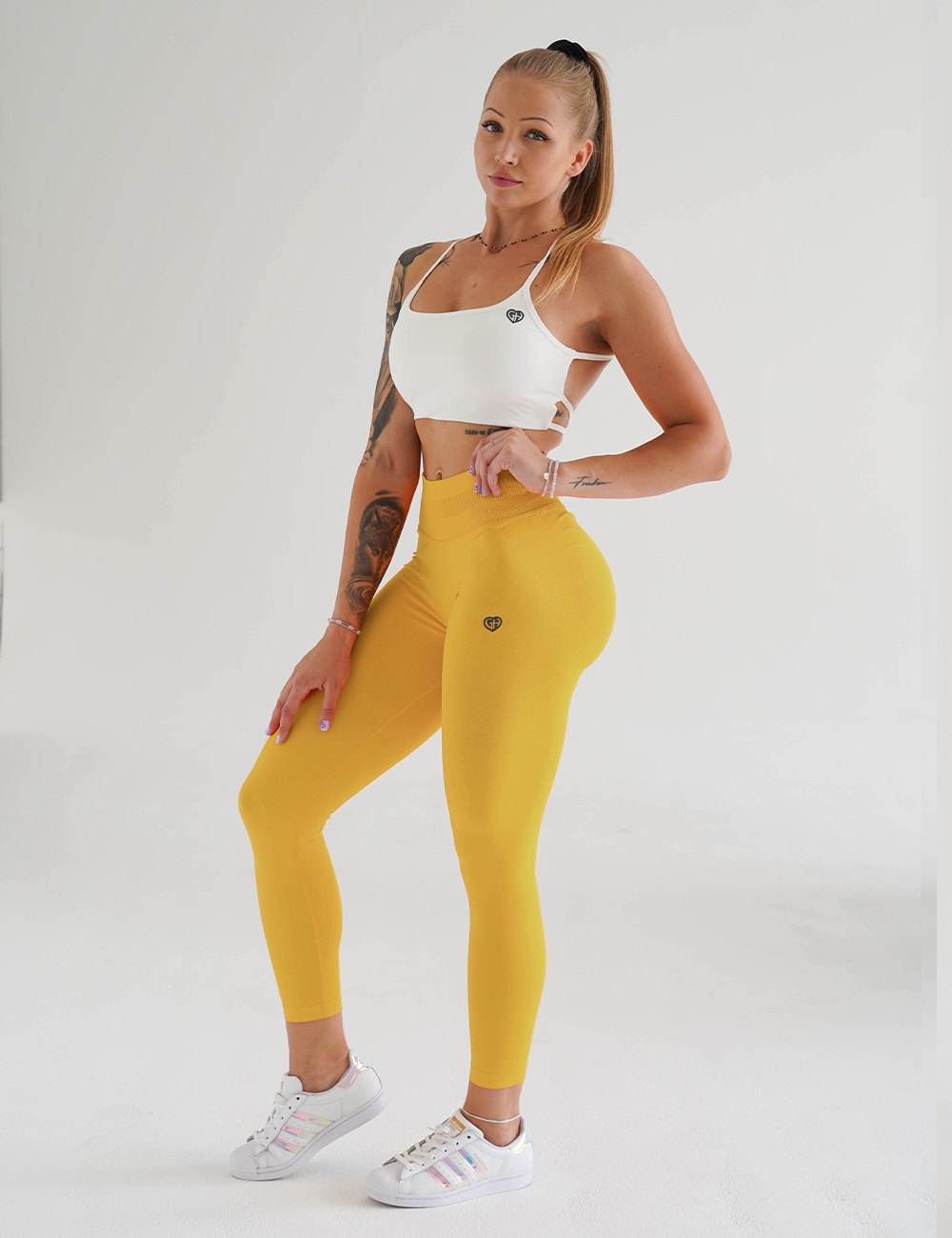 Legginsy Bezszwowe Scrunch 2.0 Żółte - Gymhero