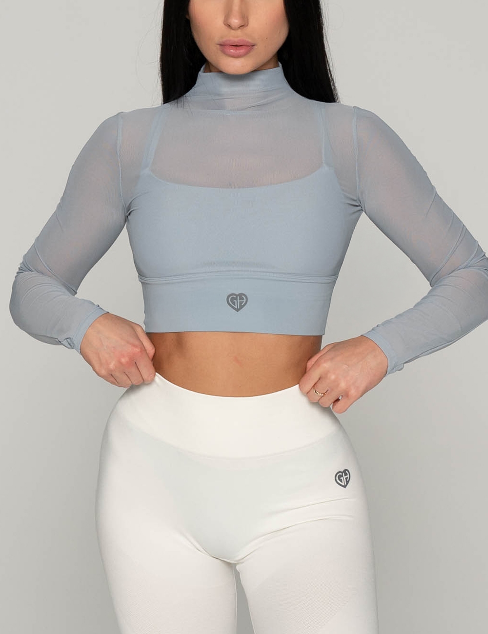 Crop Top Autumn Sleeve Baby Blue  - Gymhero