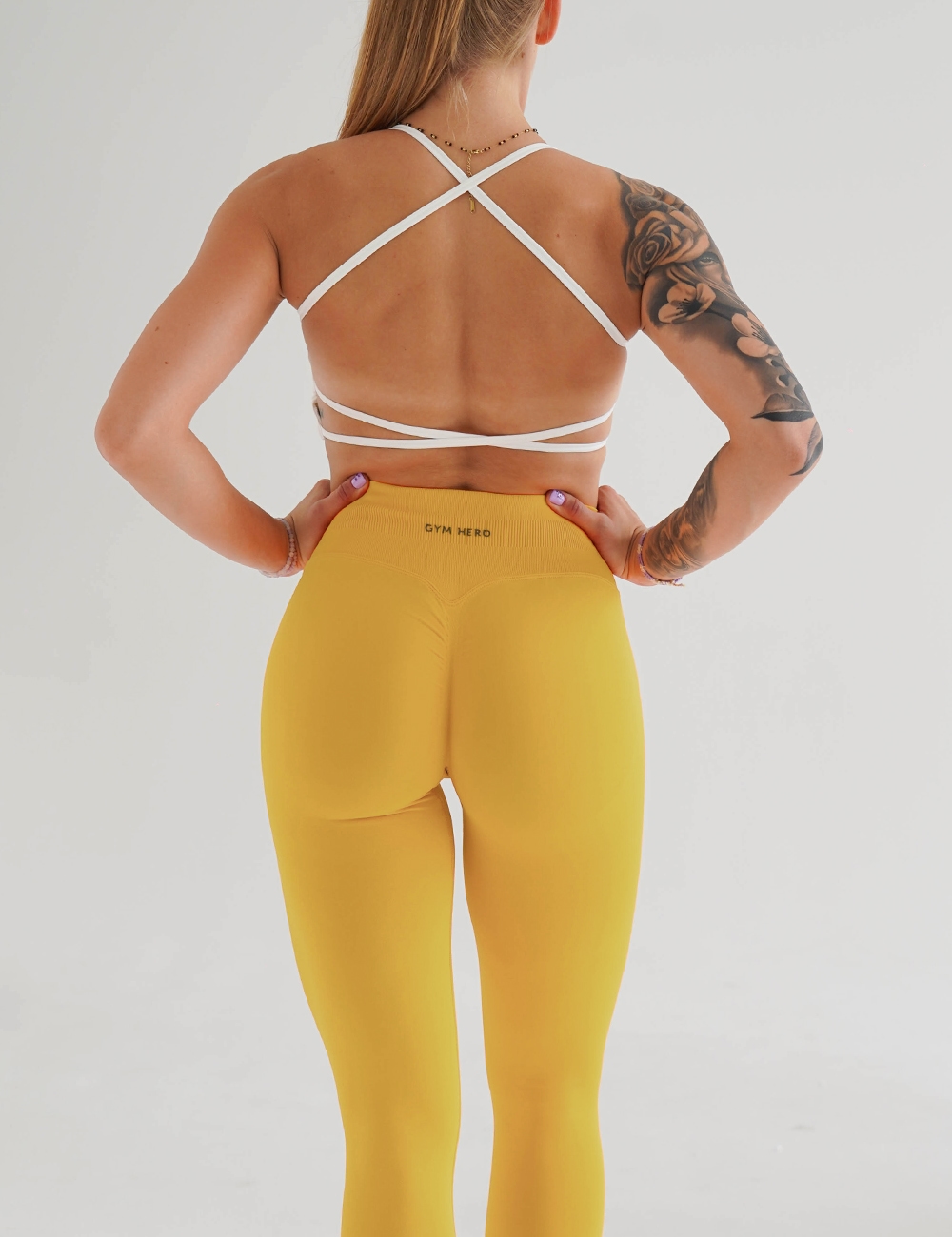 Legginsy Bezszwowe Scrunch 2.0 Żółte - Gymhero