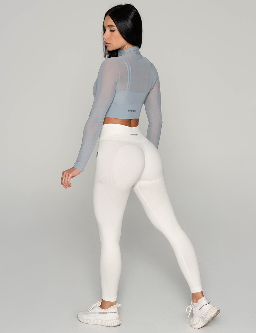 Crop Top Autumn Sleeve Baby Blue  - Gymhero