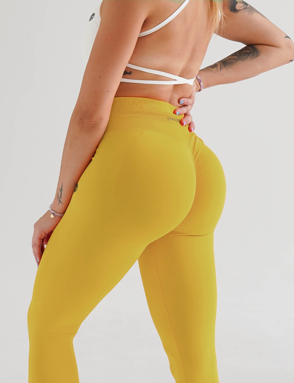 Legginsy Bezszwowe Scrunch 2.0 Żółte - Gymhero